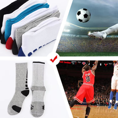 5 Pairs Men Sports Socks Set with Damping Terry Basketball Cycling Running Hiking Tennis Sock Set Ski Women Cotton EU 39-45