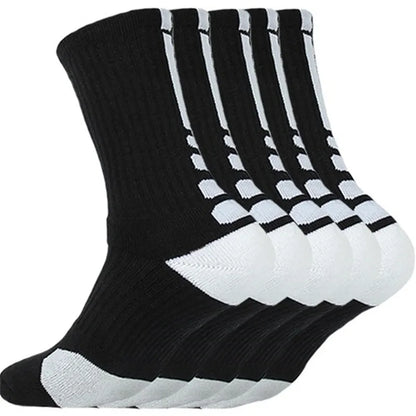 5 Pairs Men Sports Socks Set with Damping Terry Basketball Cycling Running Hiking Tennis Sock Set Ski Women Cotton EU 39-45