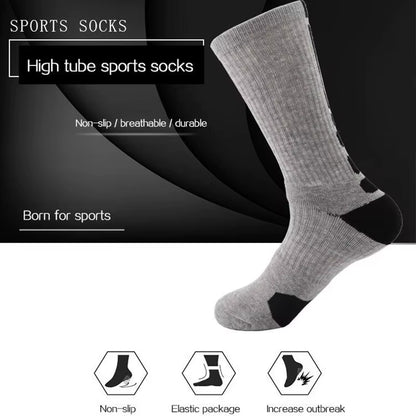5 Pairs Men Sports Socks Set with Damping Terry Basketball Cycling Running Hiking Tennis Sock Set Ski Women Cotton EU 39-45
